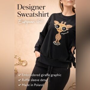 Vayana Designer Sweatshirt – Black Cotton European Designer Top Made in Poland